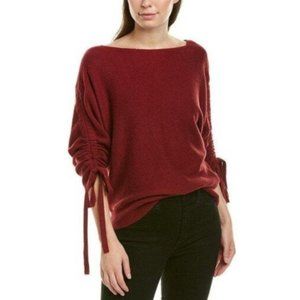 NWT Joie Dannee Cashmere Blend Sweater Ruched Sleeve Topanga Deep Red Medium